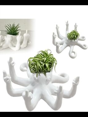 White Ceramic Octopus Air Plant Planter